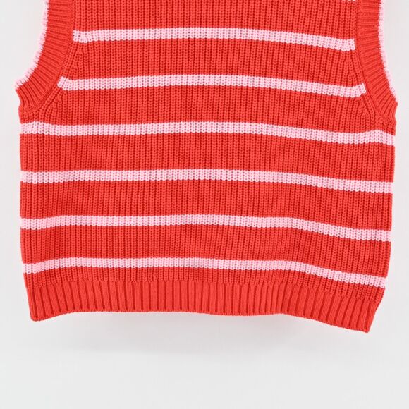 KERRI ROSENTHAL Sweater Vest Womens Siz M Red Pink Striped Heart Smiley Face NEW - Picture 3 of 11